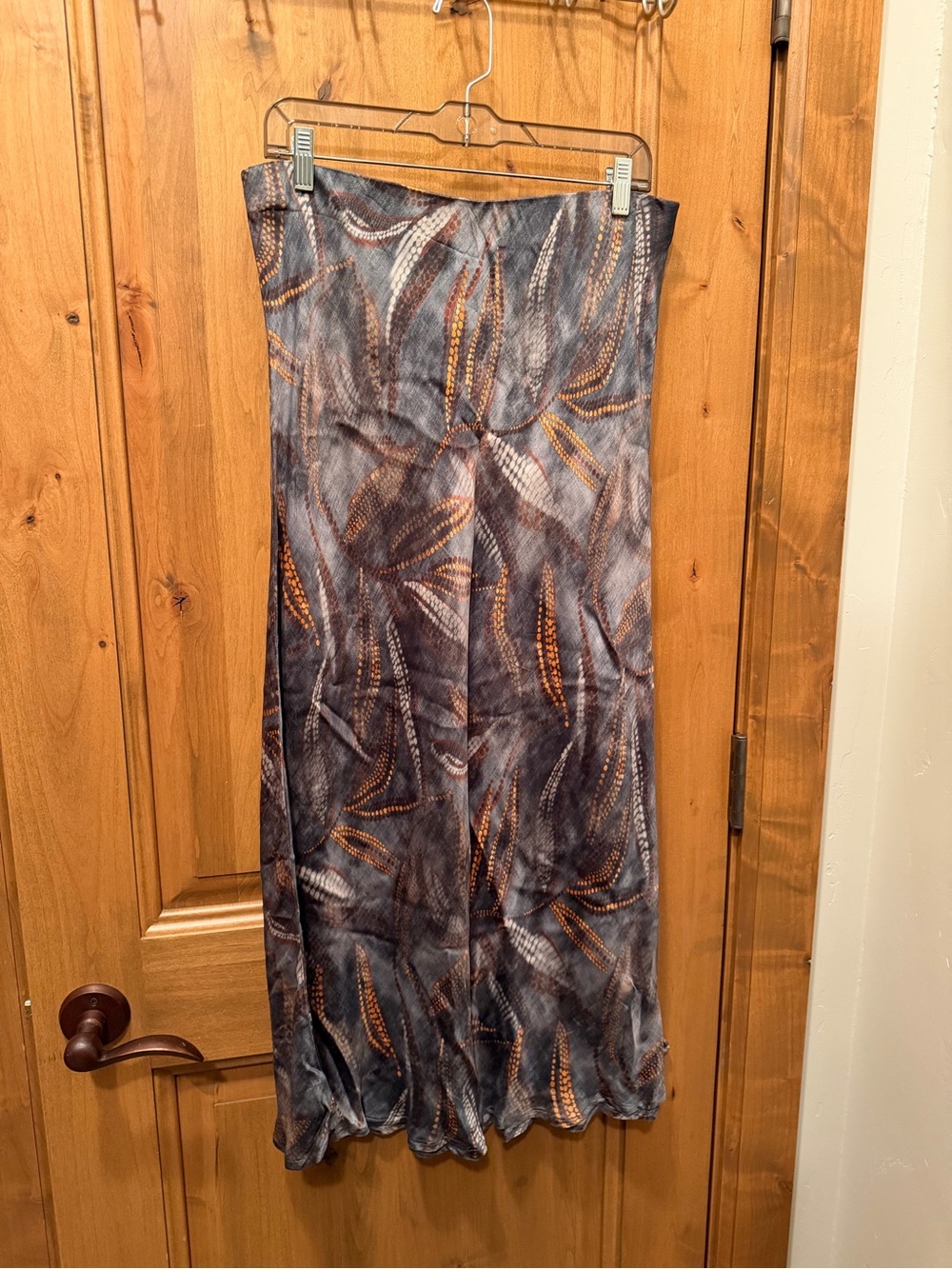 Boho Gray & Brown Printed Maxi Skirt